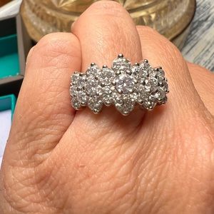 2CTW Waterfall Cluster Diamond Ring Size 7